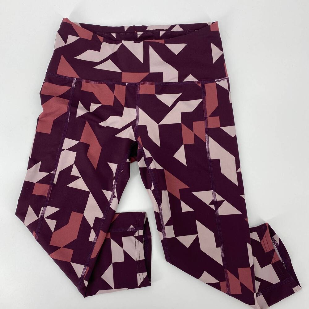 OISELLE Womens Geo Print Athletic Capris Size 4 Mid Rise Athletic Leggings